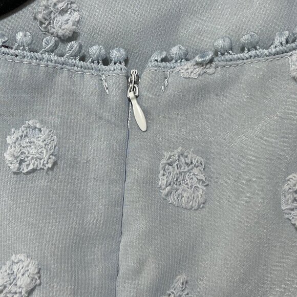 Simplee Mini Dress Light Blue Dot Long Sleeve Smocked S Small - Picture 6 of 8